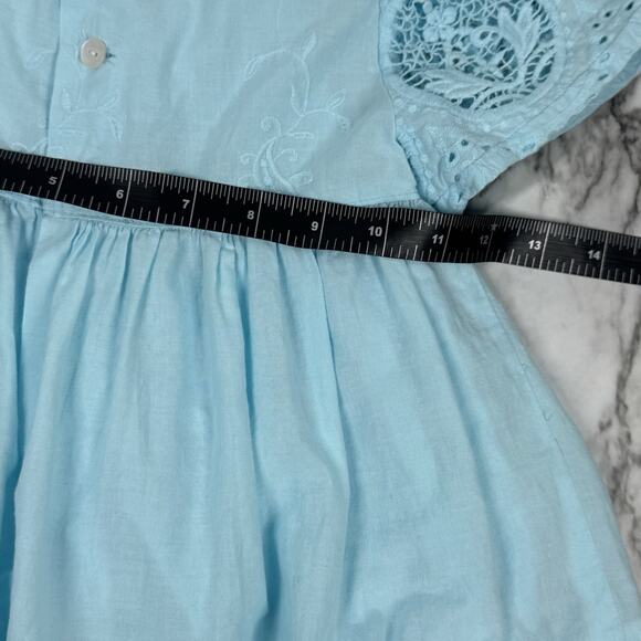 Jose Varon Toddler Dress Size 2 Blue Eyelet Lace 2T Layered Ruffles - Picture 6 of 8